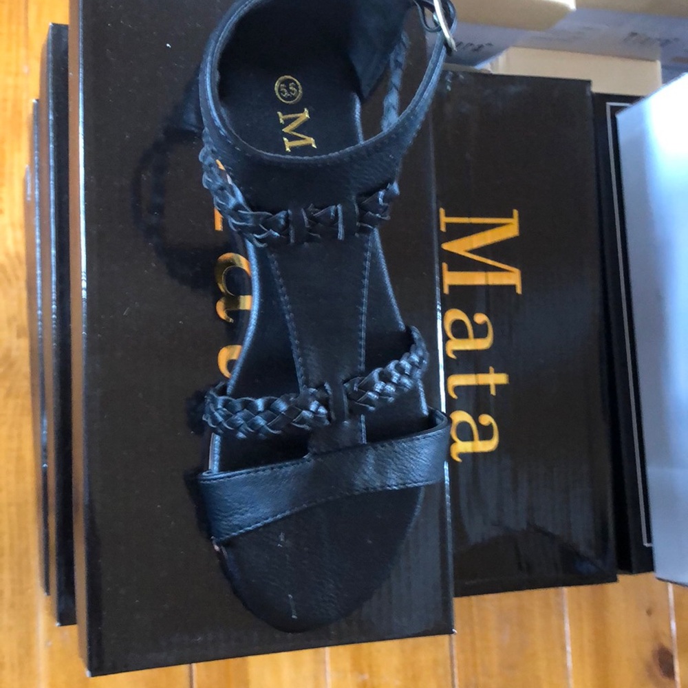 Black Vegan Leather Roman Sandal - Picture 2 of 5